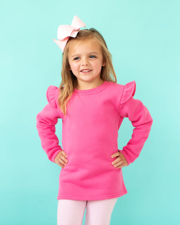 Ruffle Sweatshirt- Hot Pink