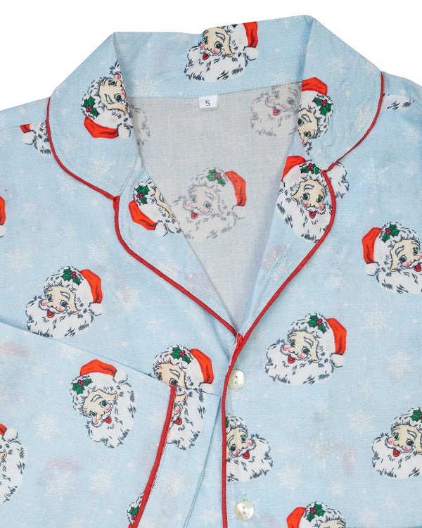 Blue Vintage Santa Pajama Set