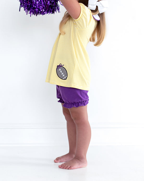 Game Day Pleat Bloomer Set- Yellow Stripe