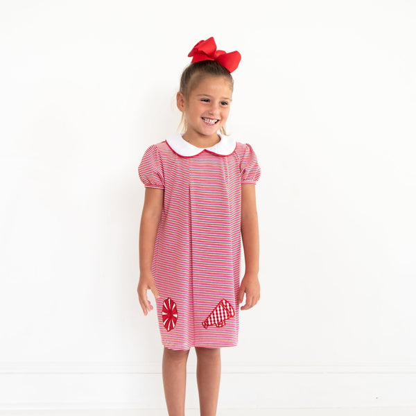 Game Day Pleat Dress- Red Stripe