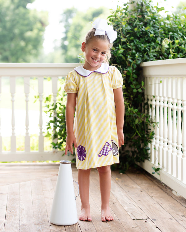 Game Day Pleat Dress- Yellow Stripe
