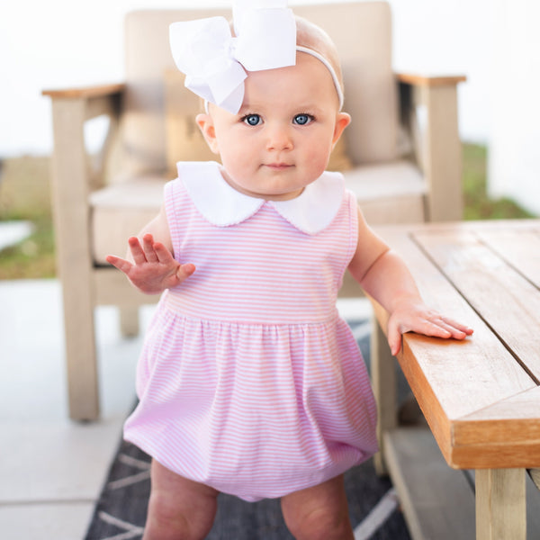 Charlotte Sleeveless Bubble- Light Pink Stripe