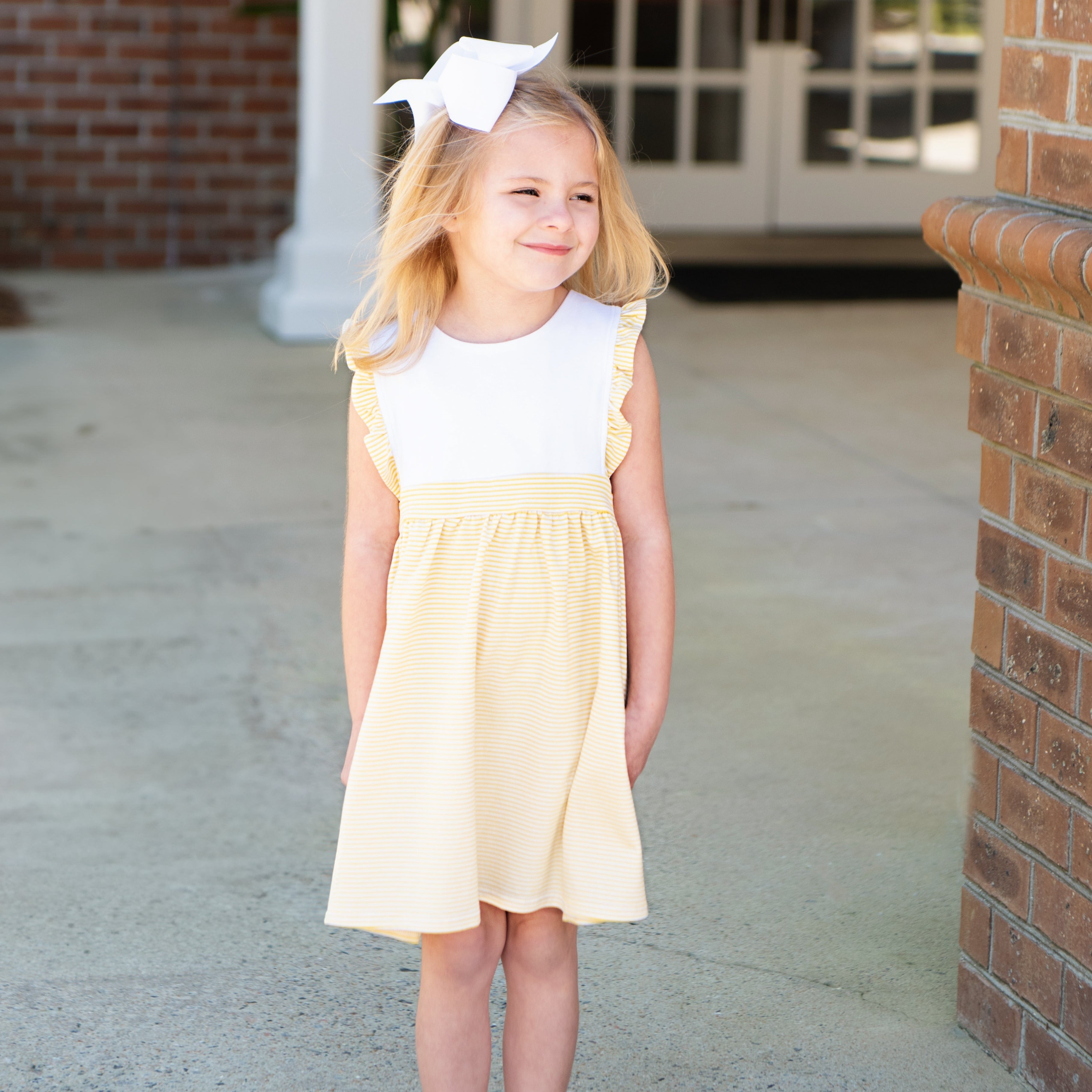 Sophia Dress Yellow Stripe Smock Candy