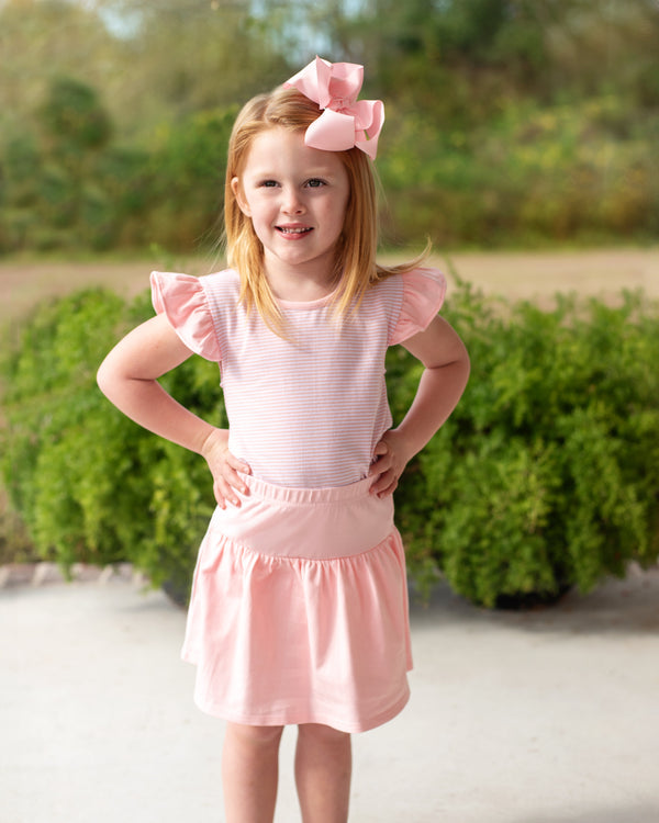 Olivia Flutter Top- Light Pink Stripe