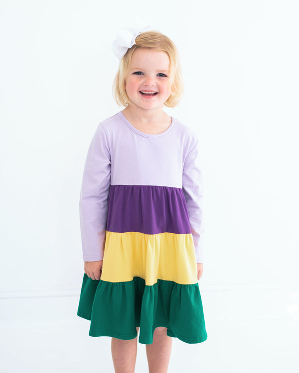 Mardi Gras Colorblock Twirl Dress