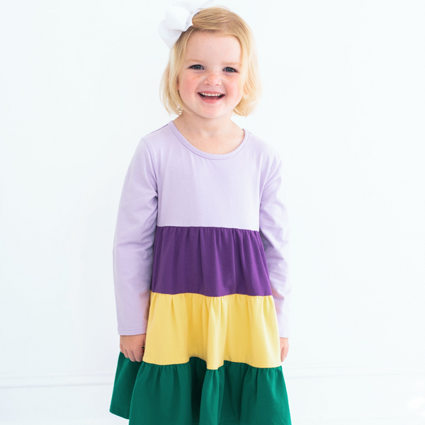 Mardi Gras Colorblock Twirl Dress