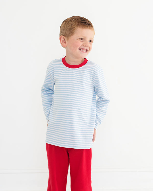 Thomas Shirt Light Blue Stripe & Red