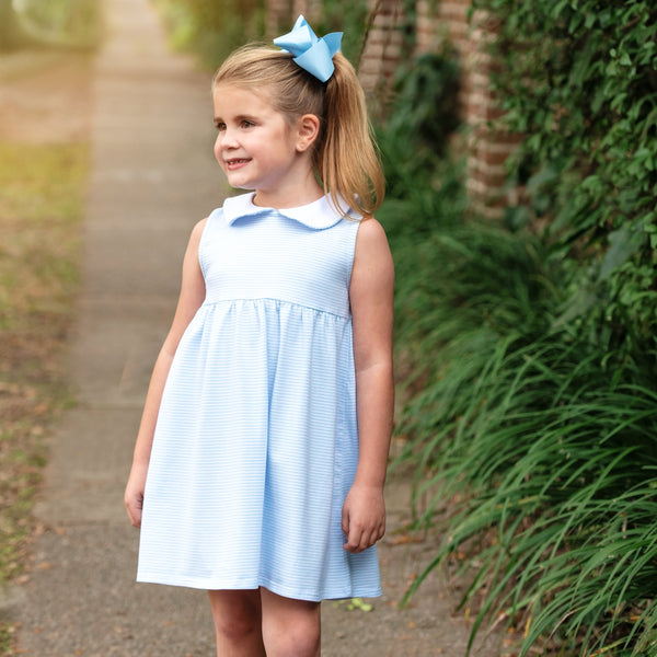 Charlotte Sleeveless Dress- Light Blue Stripe