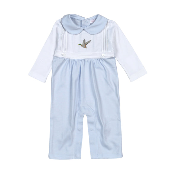 Mallard Ducks Embroidered Romper- Blue
