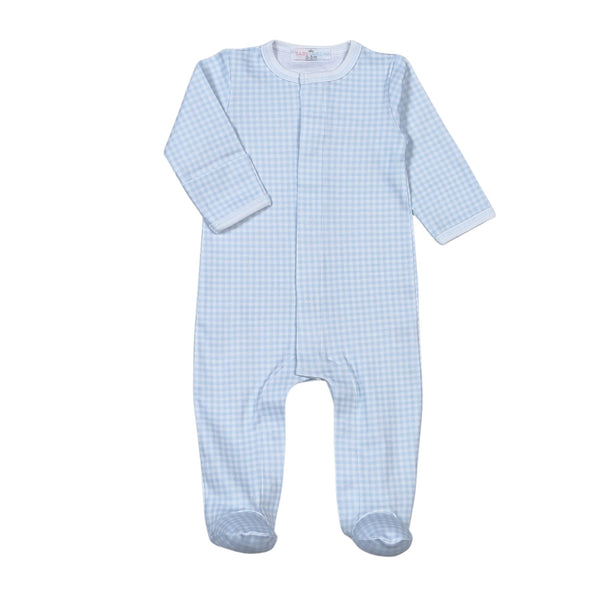 Blue Gingham Snap Footie