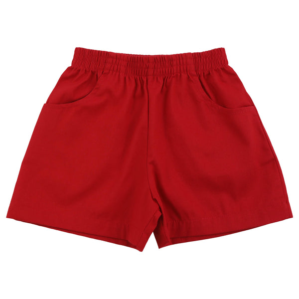 Deep Red Twill Shorts