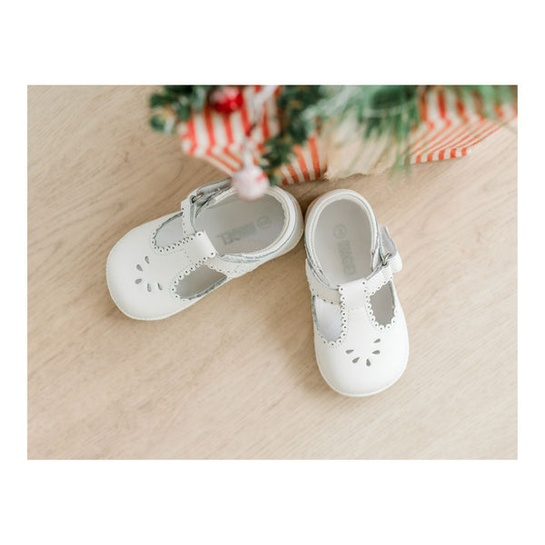 Dottie Scalloped T-Strap Mary Jane- White