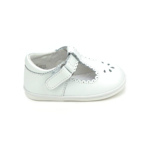 Dottie Scalloped T-Strap Mary Jane- White