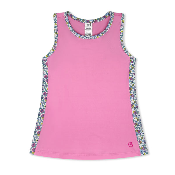 Drew Tank- Flamingo Pink, Whimsy Wildflower