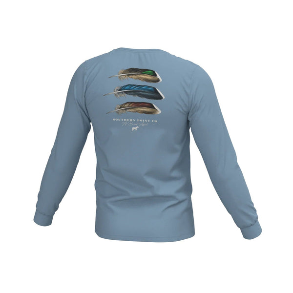 Youth Duck Feather Trio LS Pocket Tee- Mountain Spring