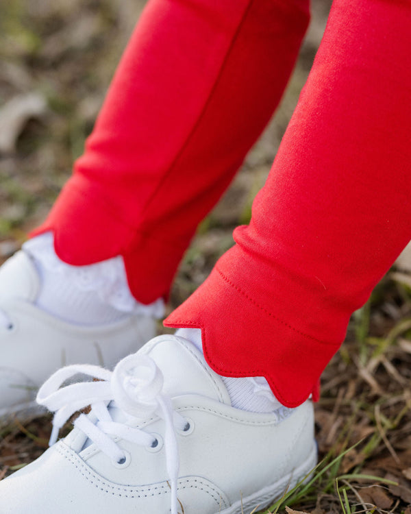 Red Scallop Leggings