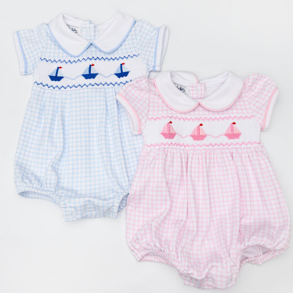Ahoy Baby Classics Smocked Bubble- Pink