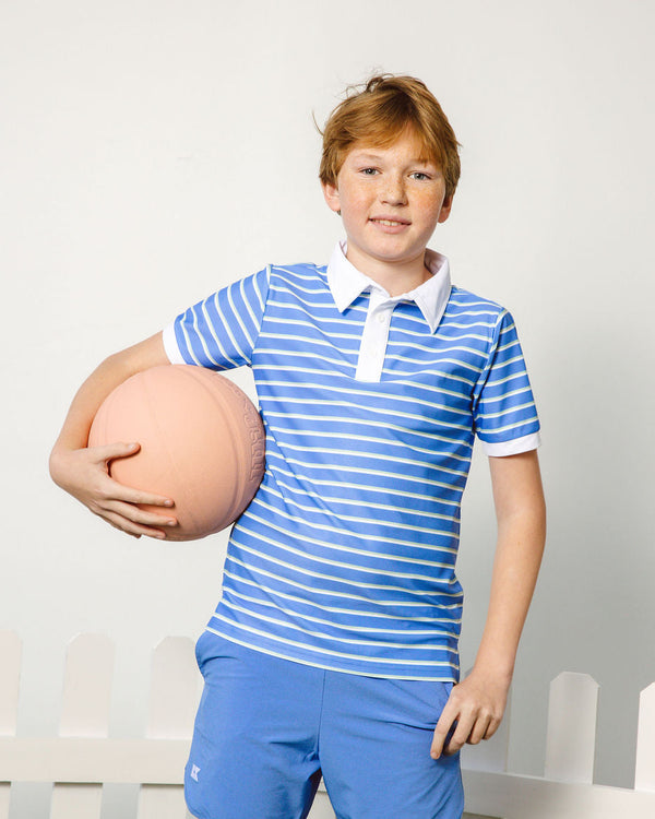 Sky Blue Baseline Stripe Polo