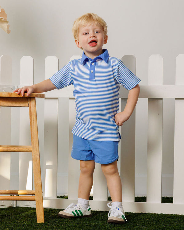 Sky Blue Thin Stripe Polo