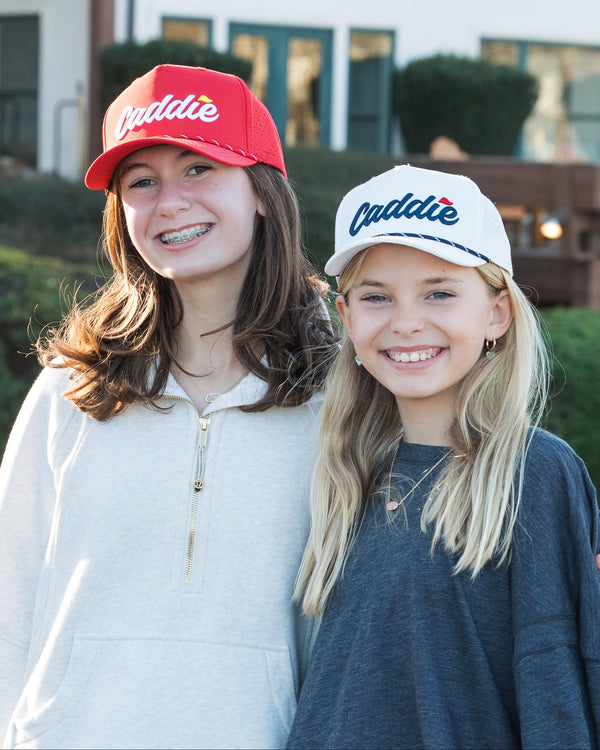 Youth Caddie Performance Rope Hat- White/Navy