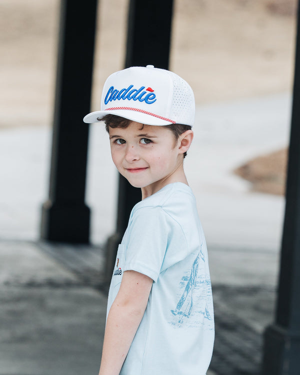 Youth Caddie Performance Rope Hat- White/Red/Blue