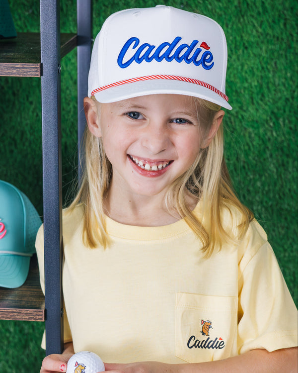 Youth Caddie Performance Rope Hat- White/Red/Blue