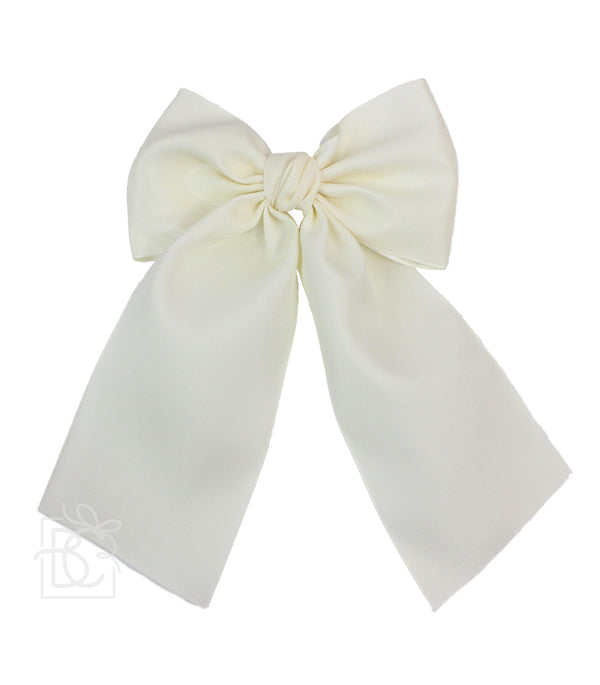 Satin Bow W/ Knot & Tails- Antique White (4.5")