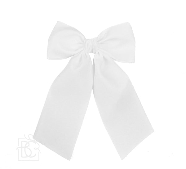 Satin Bow W/ Knot & Tails- White (4.5")