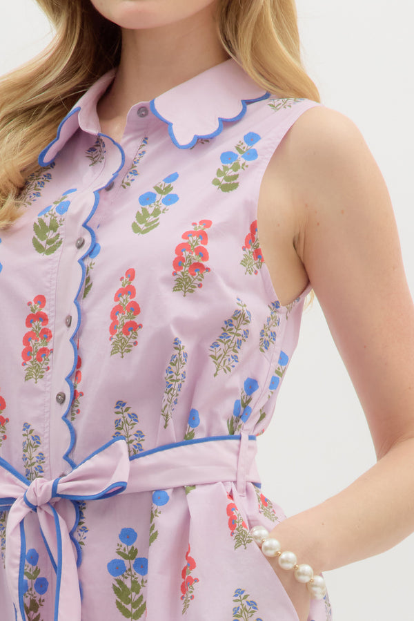 Scalloped Floral Dress- Lilac