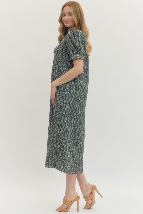 puff sleeve smock midi dress ZZwxWA Women's Dresses Floral Print Square Neck Puff Sleeve Ruffle Hem Loose Smock Midi Dress One-line Neck High Waist Womens Summer Sundress