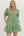 Botanical Print Puff Sleeve Dress- Green