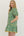 Botanical Print Puff Sleeve Dress- Green