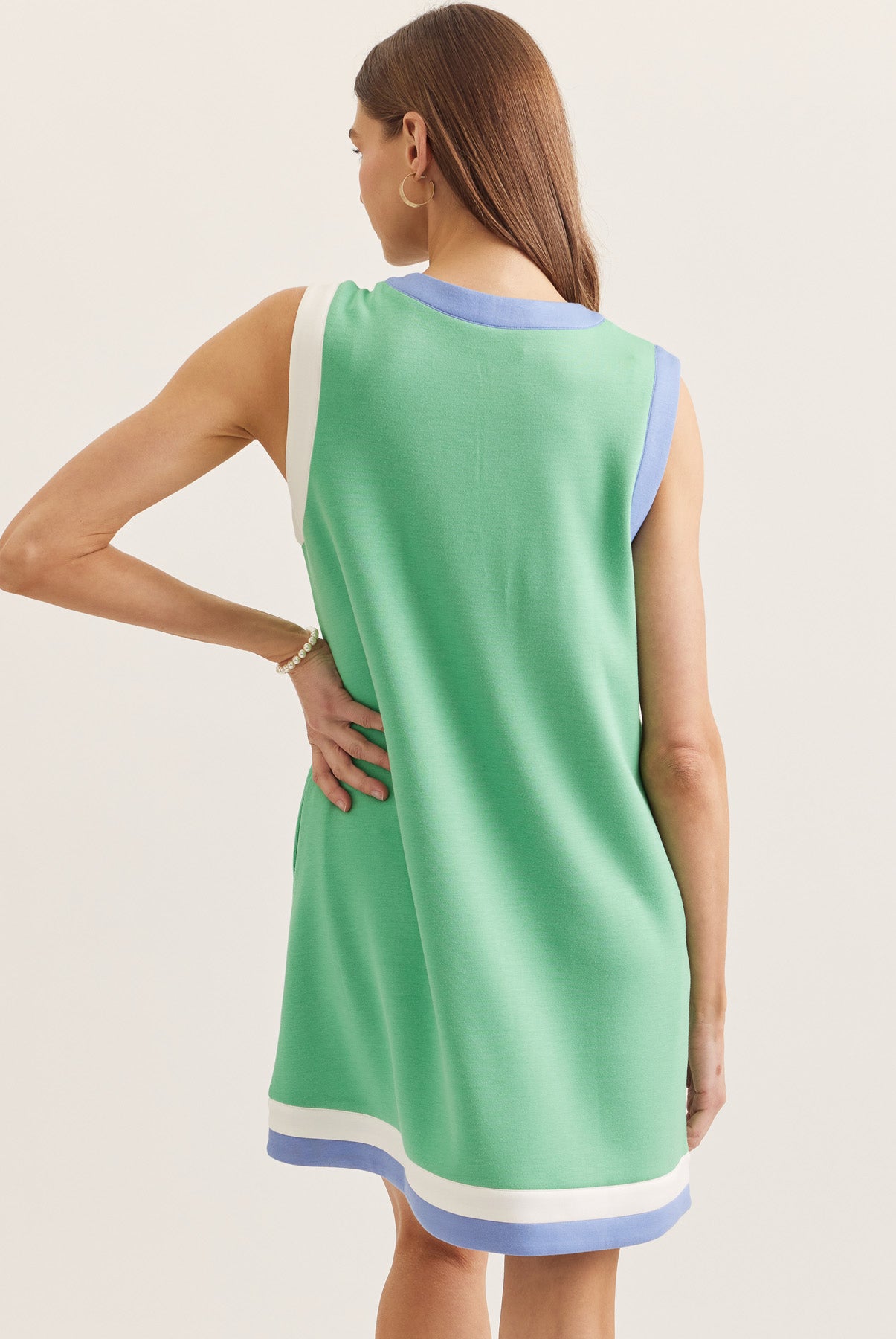 Contrast Sleeveless Dress- Green Adult Medium Contrast Sleeveless Dress- Green Adult Medium