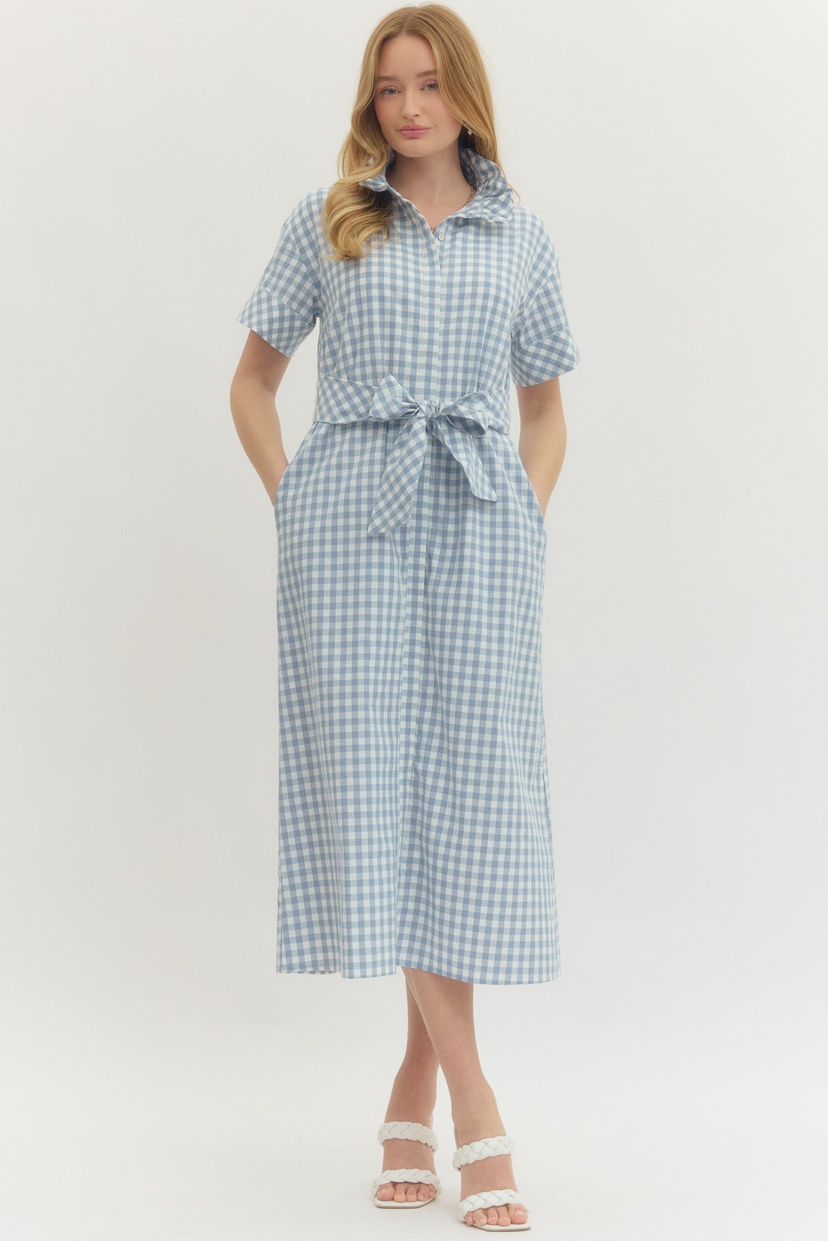 Gingham Check Dress- Blue Adult Large