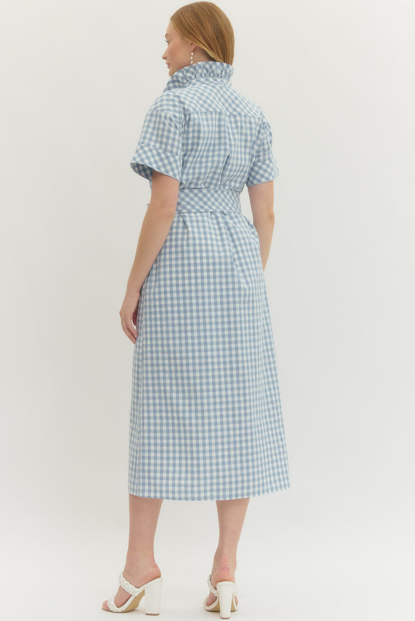 Gingham Check Dress- Blue