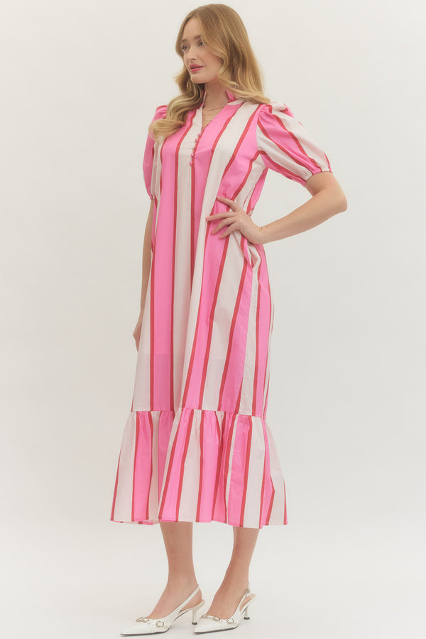 Striped Dress- Orange/Pink