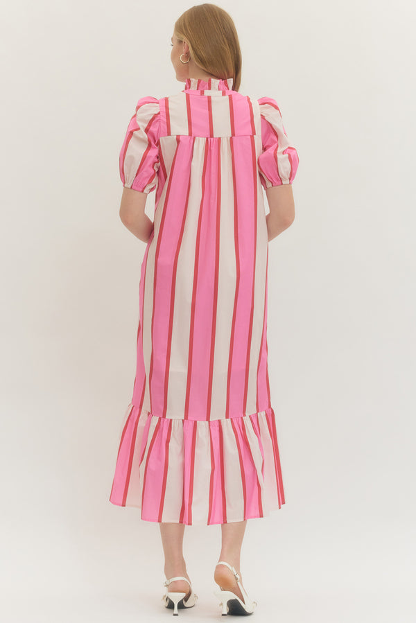 Striped Dress- Orange/Pink