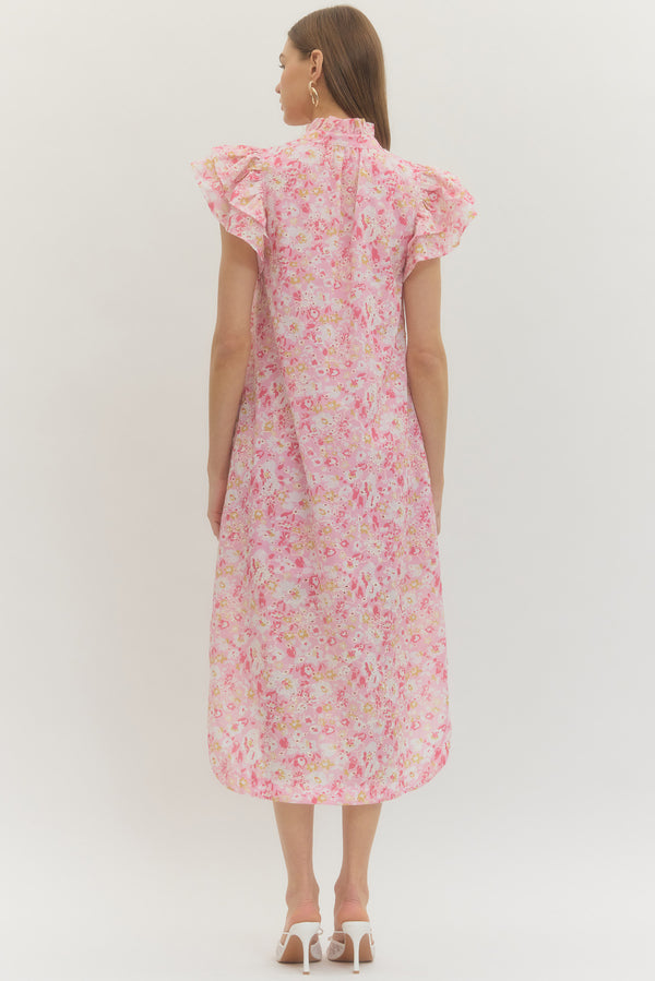 Floral Ruffle Dress- Pink