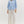 Contrast Ruffle Neck Popover Top- Blue