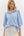 Contrast Ruffle Neck Popover Top- Blue