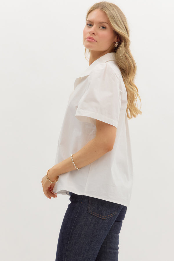 Collared Button Up Top- White