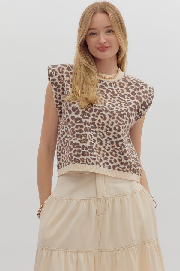 Leopard Pattern Top- Ecru