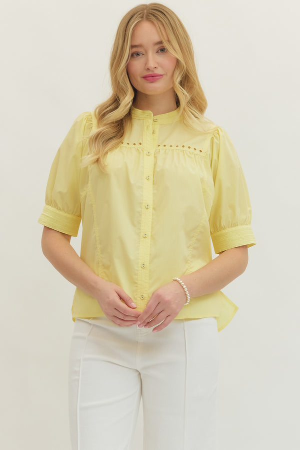 Button Up Blouse- Yellow