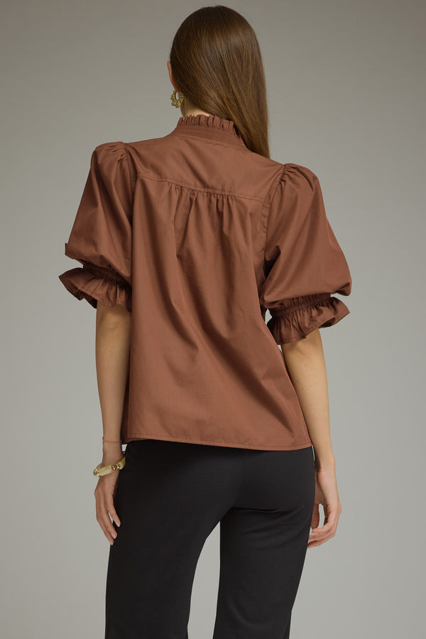 Puff Sleeve Top- Brown