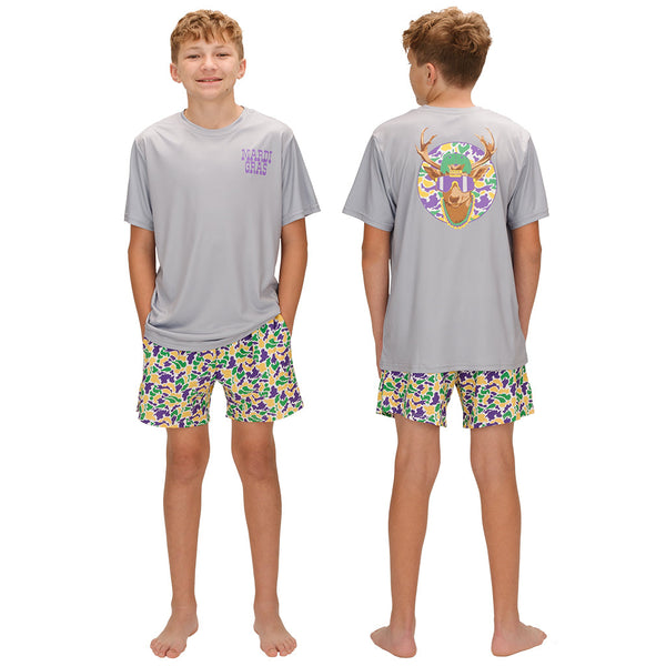 Camo Deer Mardi Gras Gray Shirt