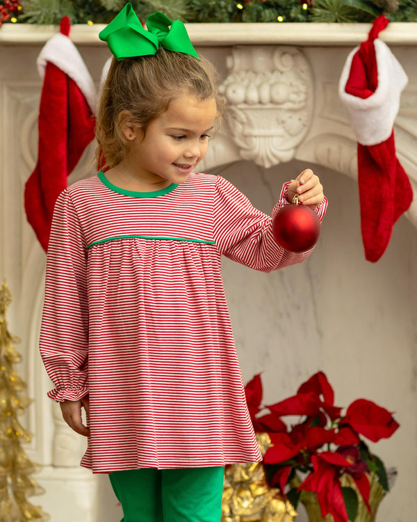 Ellie Pants Set- Red Stripe/Green