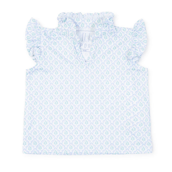 Ellie Sleeveless Performance Top- Trellis Bloom Blue