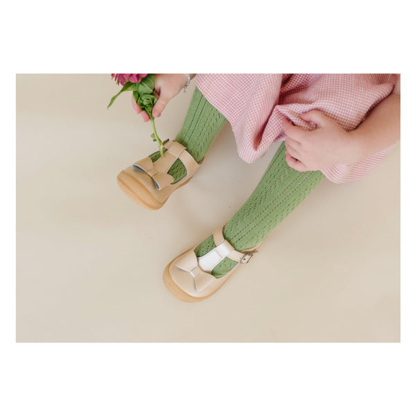Emma Shimmer Bow T-Strap Mary Jane - Champagne