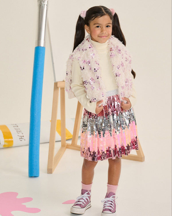 Blossom Gradient Sequin Skirt- Pink