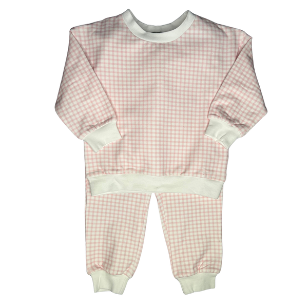 Pink Gingham Jogger Set